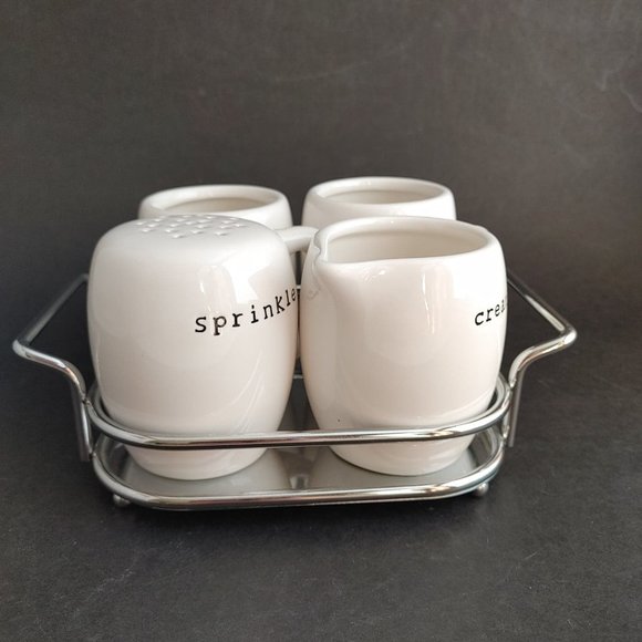 Pottery Barn Other - Pottery Barn Coffee House Condiment Bar Set with Tray Set of 4